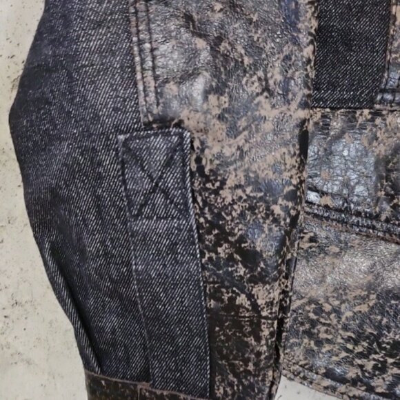 H-D Black Leather Denim Jacket Sexy Moto Biker Riding Women's Medium Harley - Picture 11 of 16